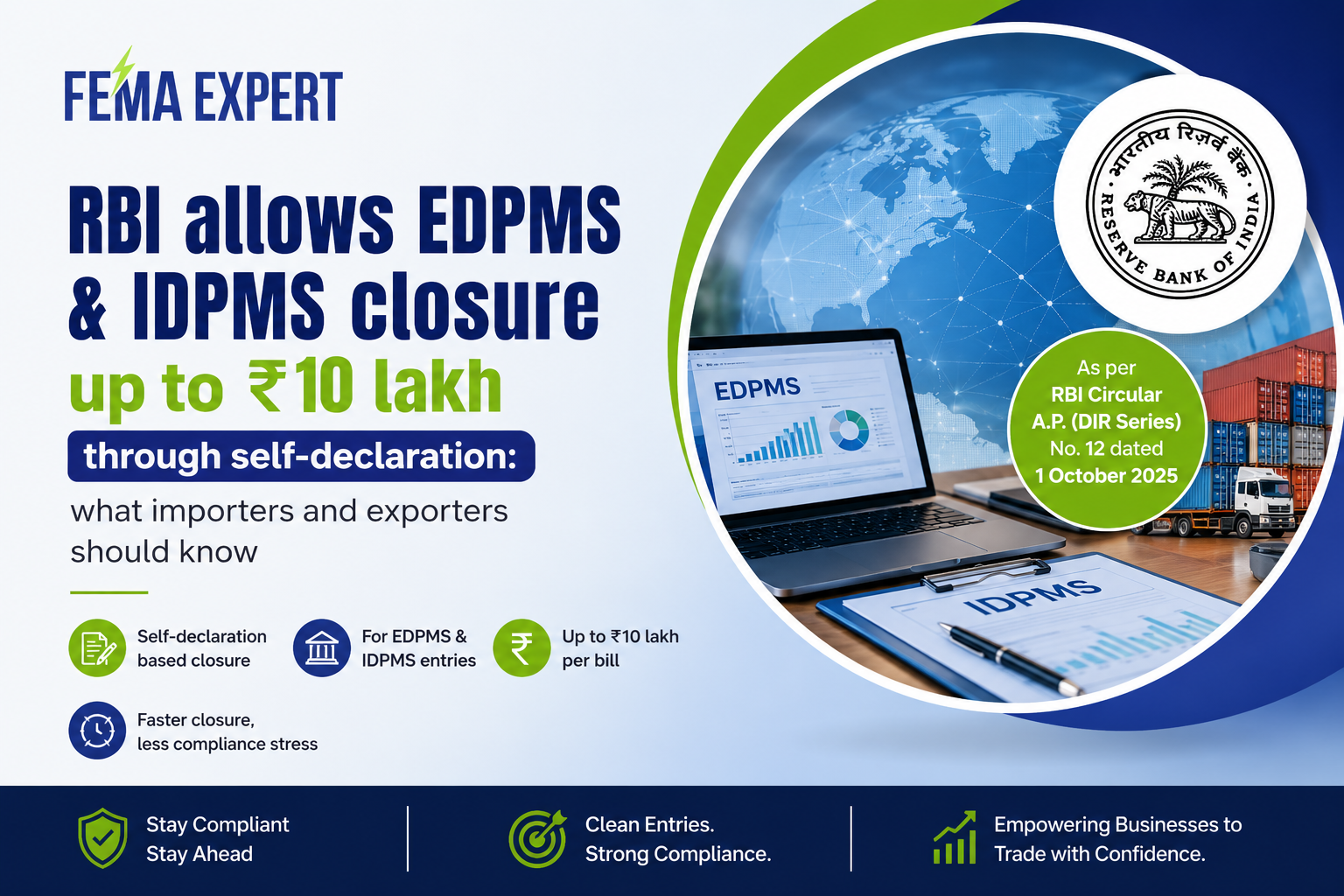 RBI allows EDPMS & IDPMS closure up to ₹10 lakh through self-declaration: what importers and exporters should know